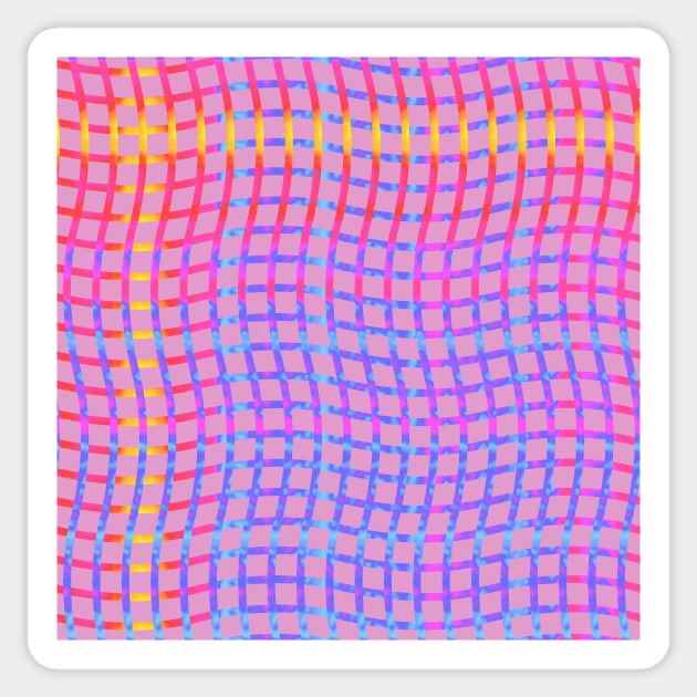 Wavy Plaid Rainbow on Pale Purple Repeat 5748 Sticker by ArtticArlo